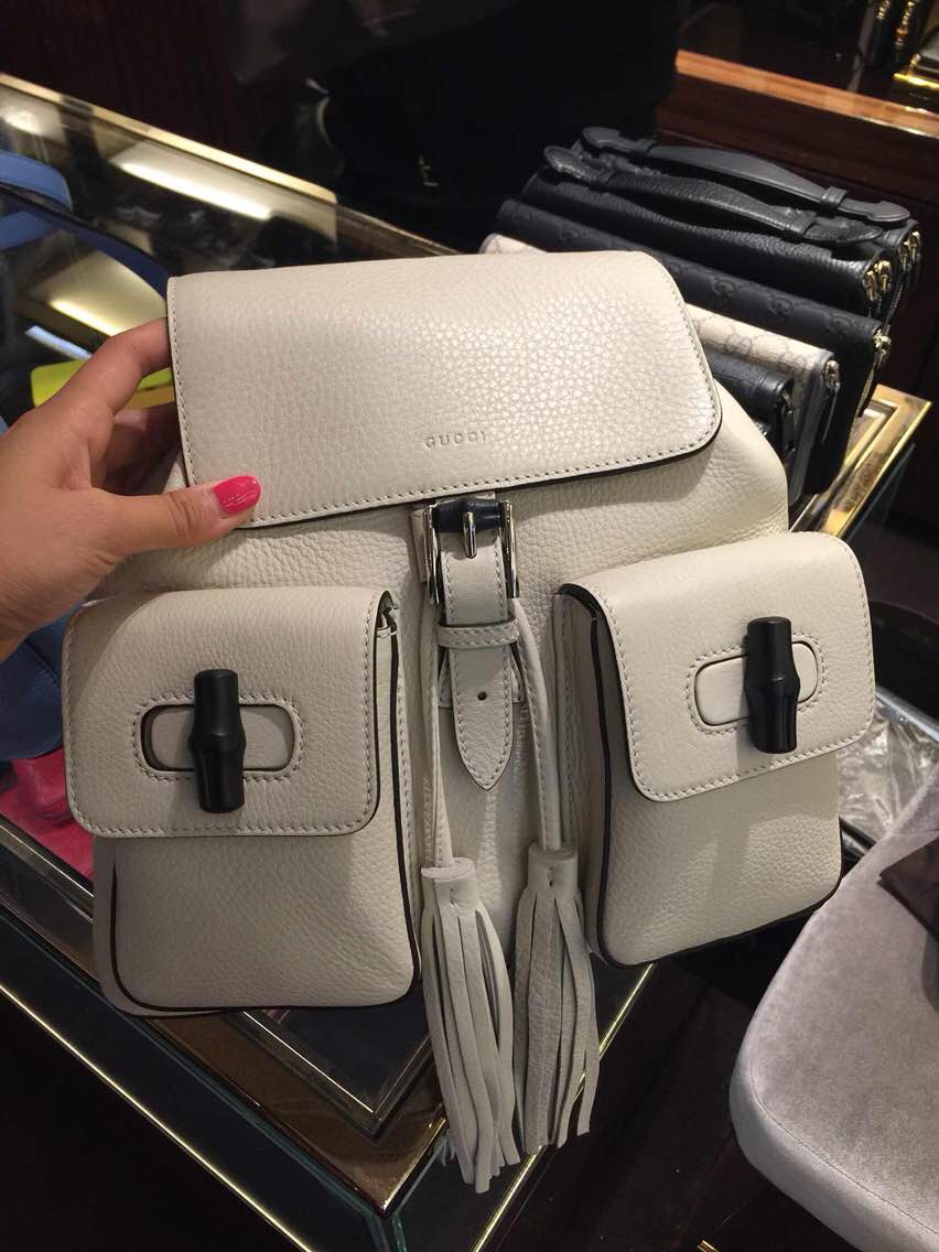 Authentic Gucci Bamboo Backpack White 370833 A7M0N 9022